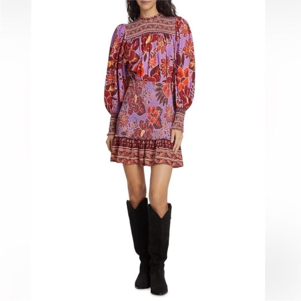 Farm Rio Sweet Floral Long Sleeve Minidress XL - Picture 2 of 8